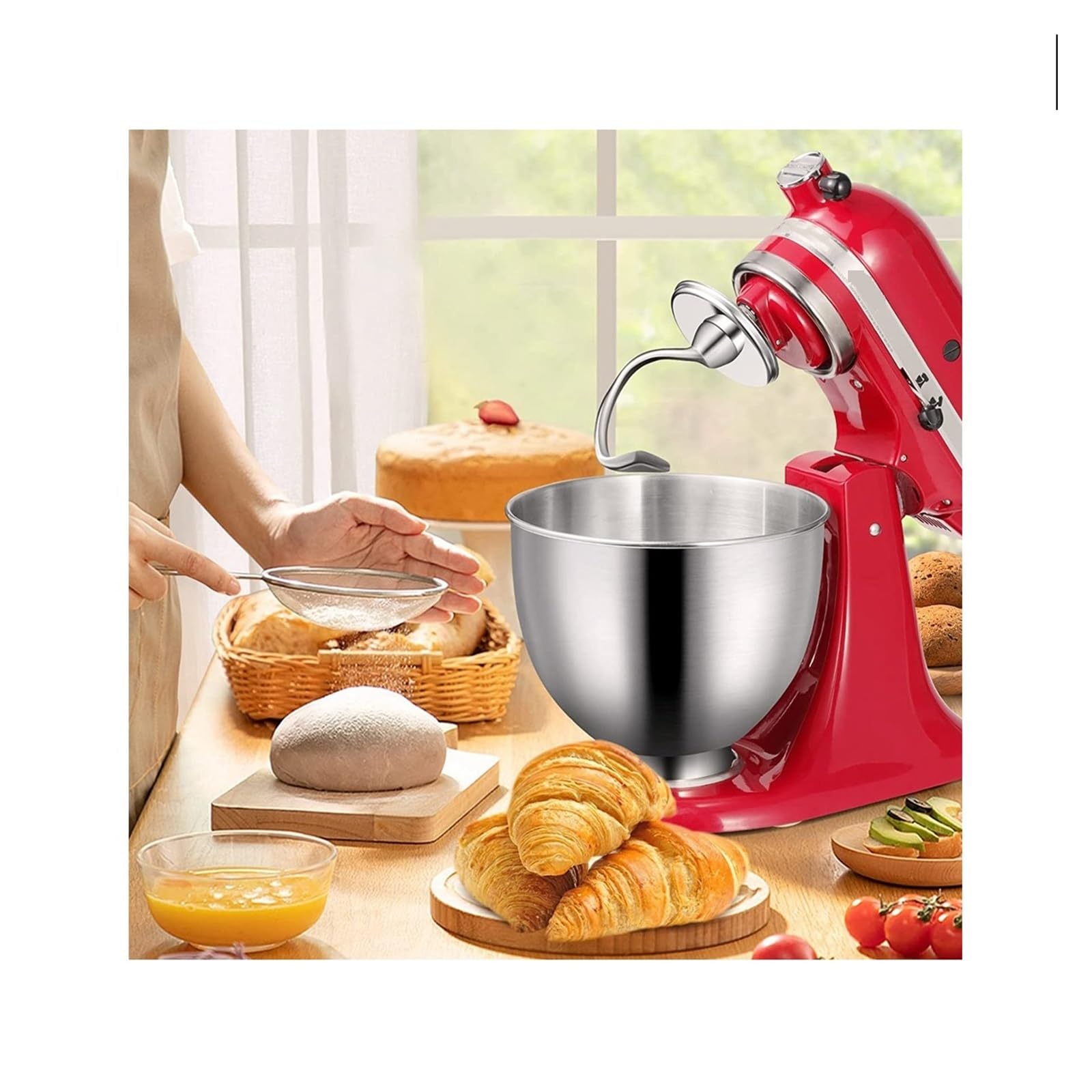 Hak do wyrabiania ciasta ze stali nierdzewnej K45DH 4,5-5Q, kompatybilny z akcesoriami do miksera z odchylaną głowicą, kompatybilny z KitchenAid