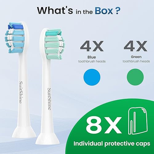 Vista 12 de Cabezales de repuesto para cepillos de dientes compatibles con Philips Sonicare y más mangos de clic, paquete de 8 unidades, color negro