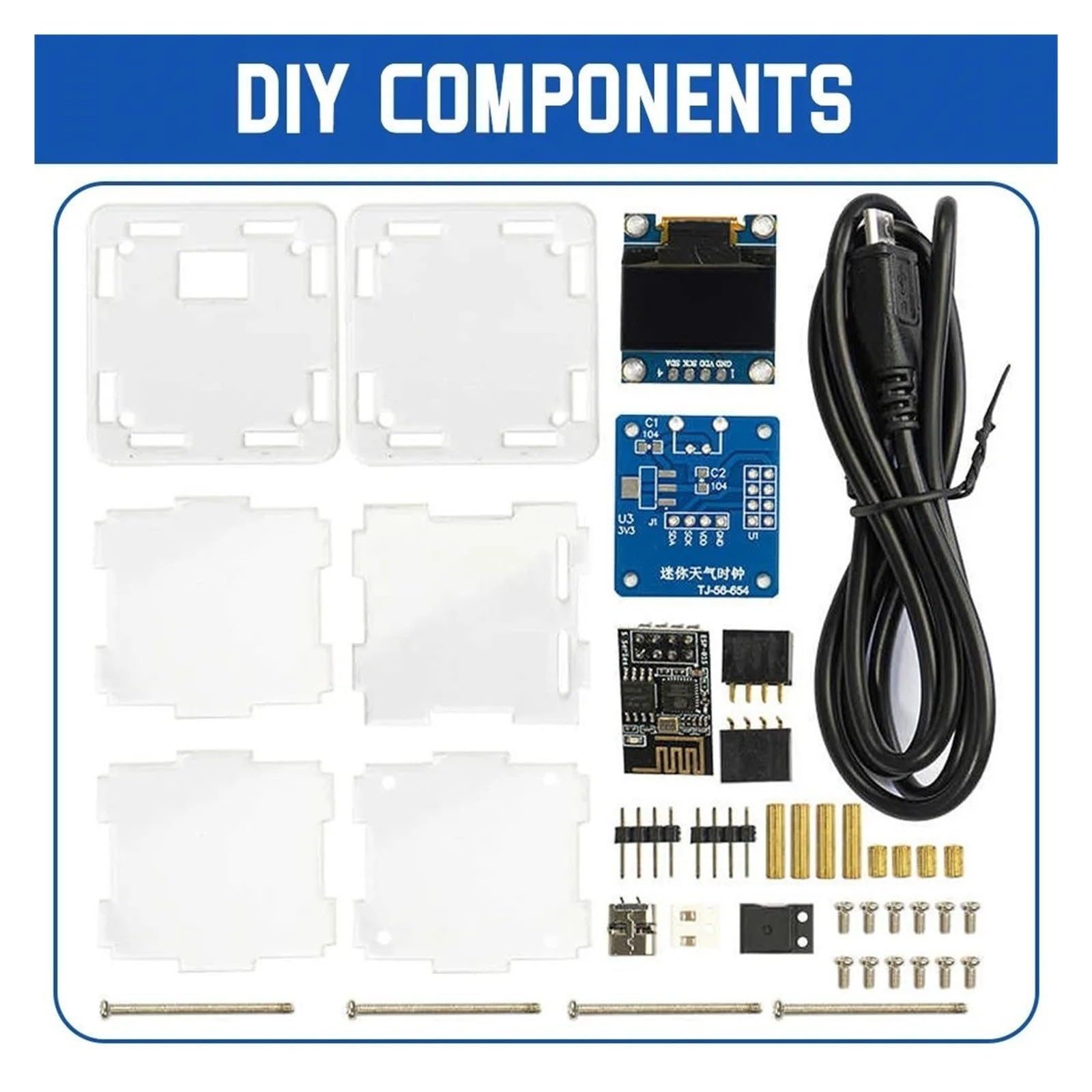 ChuFort ESP8266 Mini zegar pogodowy DIY zestaw zegara cyfrowego WIFI dla elektroniki