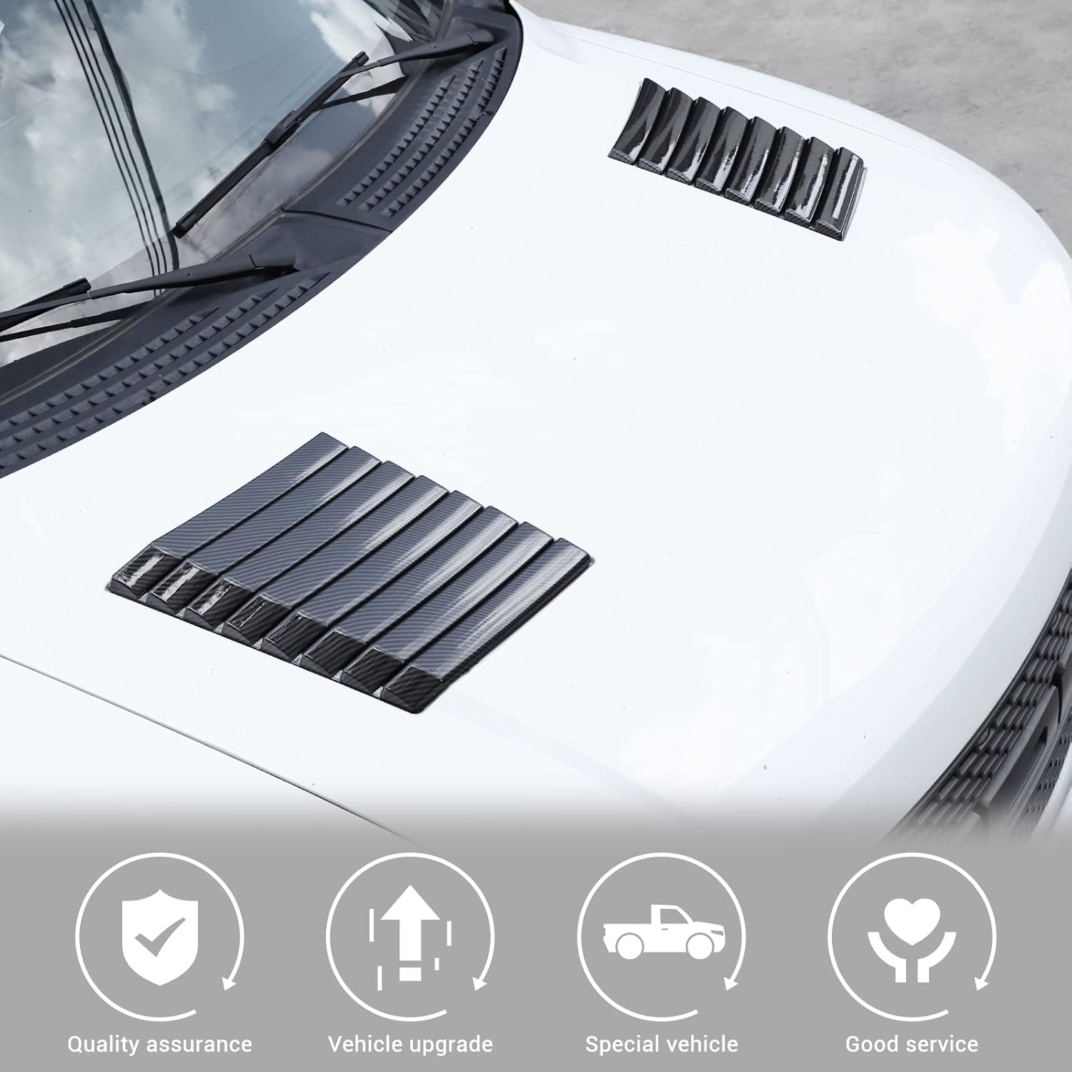 Jimen Compatible with Ford F150 Raptor 2009-2014, 2PCS Hood Scoop Air Vent Cover Trim (Carbon Fiber)