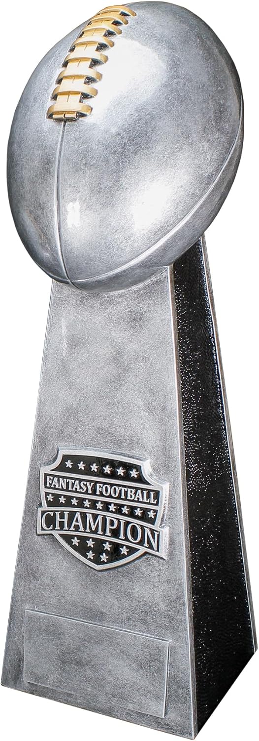 Decade Awards Fantasy Football Champion Trophy - Gold or Silver, 11.5 or 16 Inch Tall - Custom Engraved FFL Champion Award - Customize Now