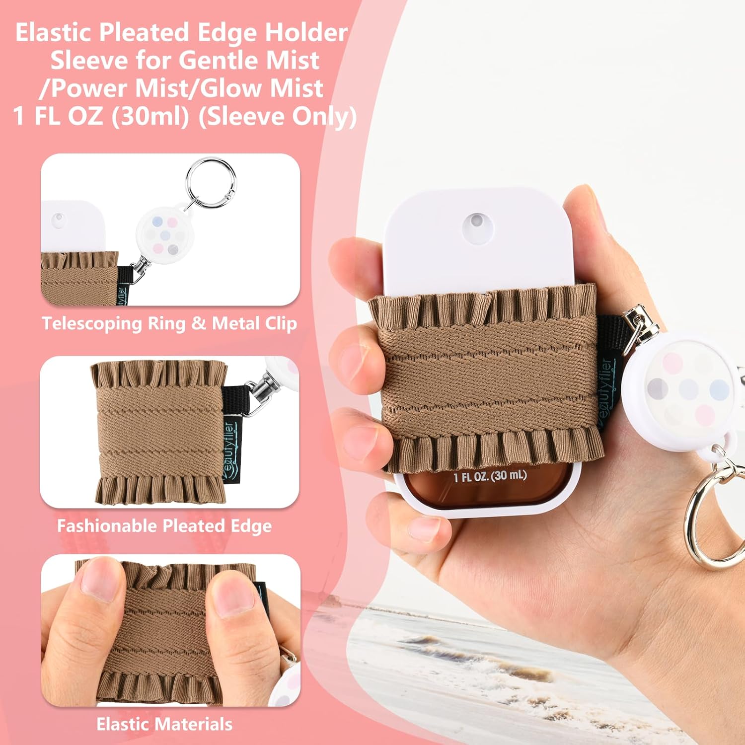 Beautyflier 4pcs Elastic Holder Sleeve for Touchland Power Mist Hand Sanitizer Spray, Cute Hand Sanitizer Holder for Gentle Mist, Glow Mist and Power Mist 1FL OZ, Best Gift for All Ages - Image 2
