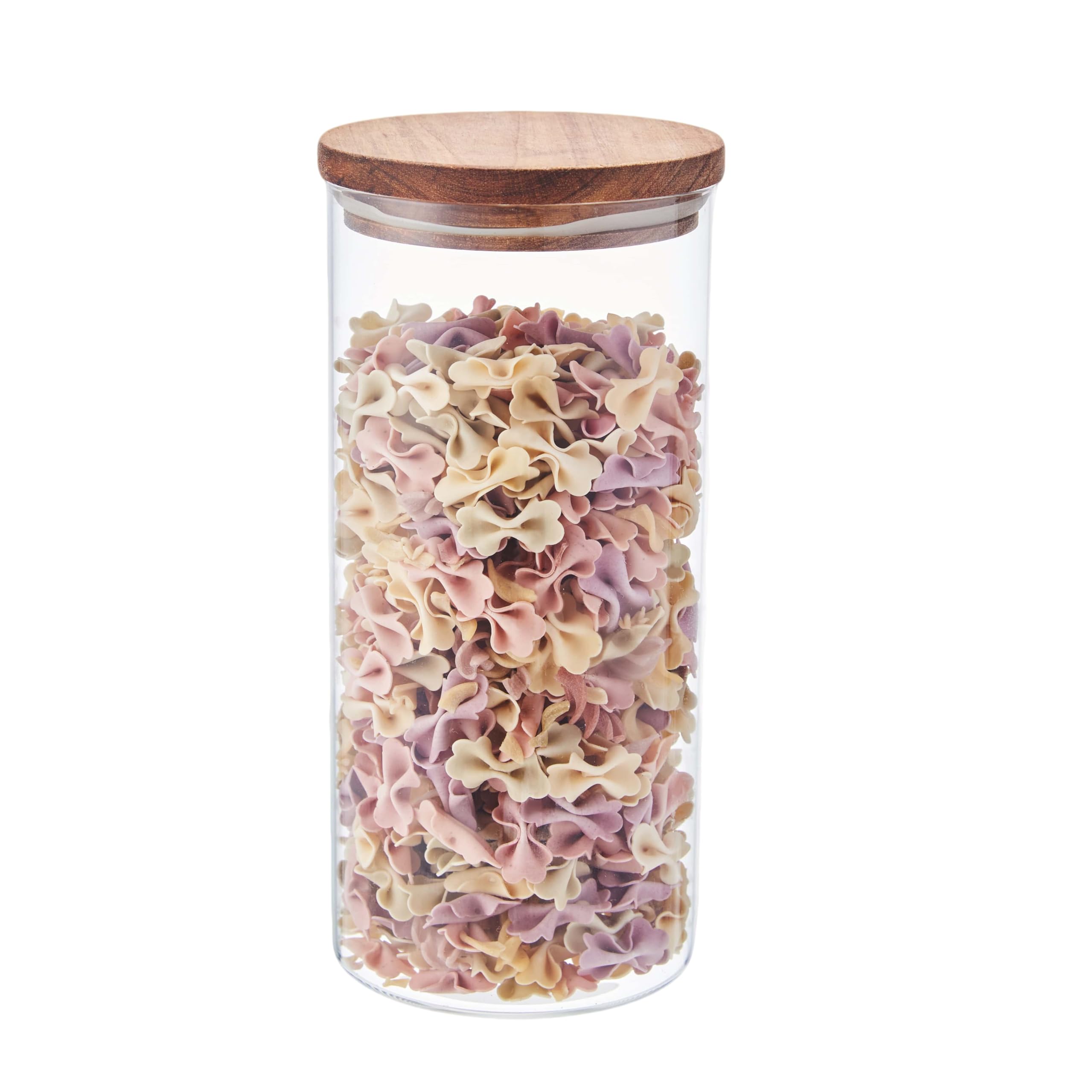 Eden & Willow Glass Kitchen Storage Canister Jars with Airtight Acacia Wooden Lids | Borosilicate Glass Food Storage Containers for Kitchen Pantry Organisation (1, 1.4L)