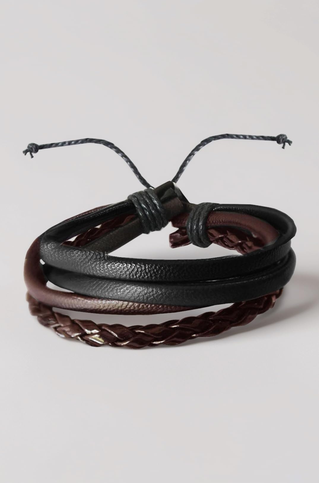 RICH AND FAMOUS Bronze Leather Multistrand Bracelet for Men