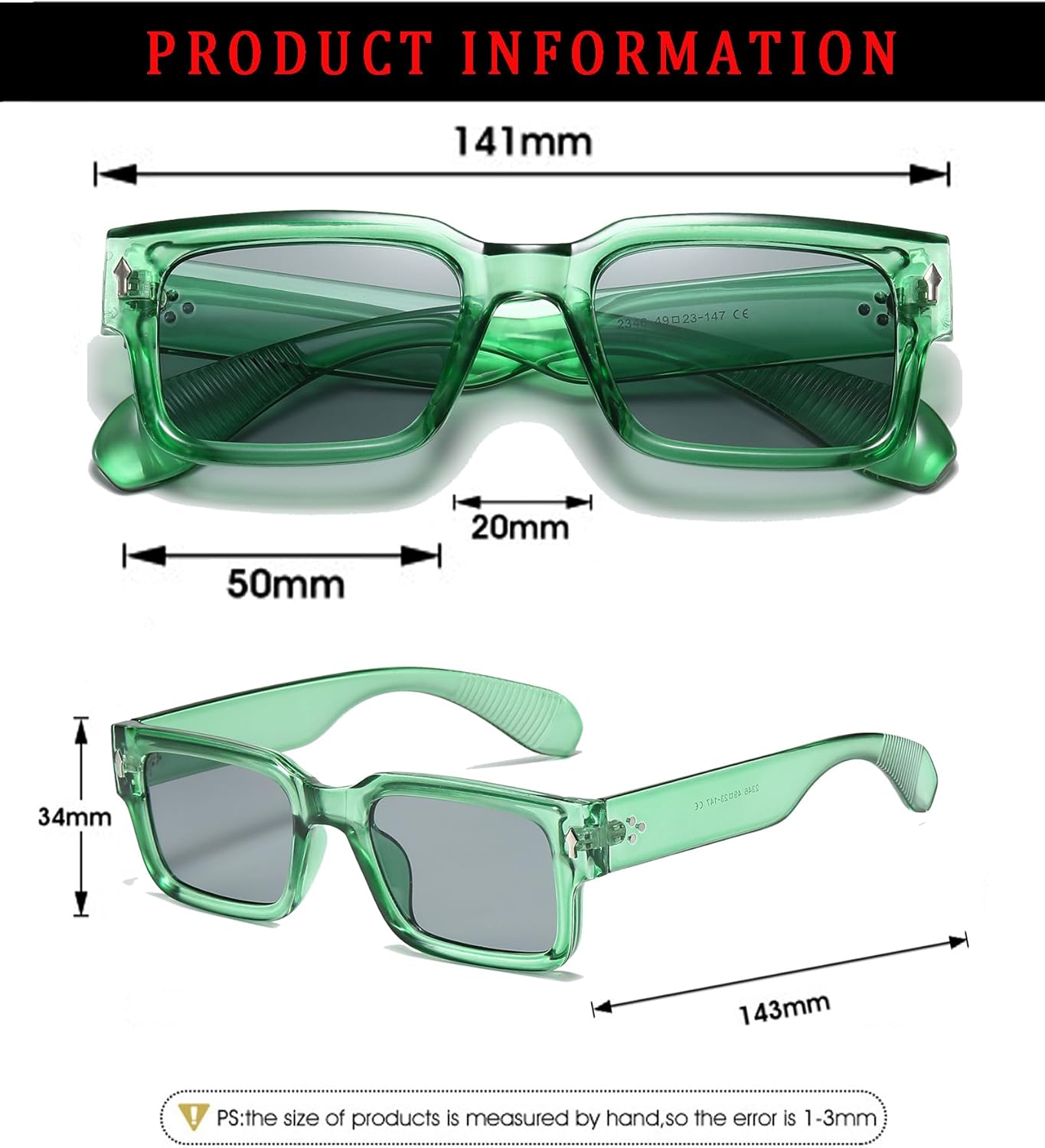 Square Frame Sunglasses for Women Men Trendy Chunky Rectangle Sun Glasses Black Shades