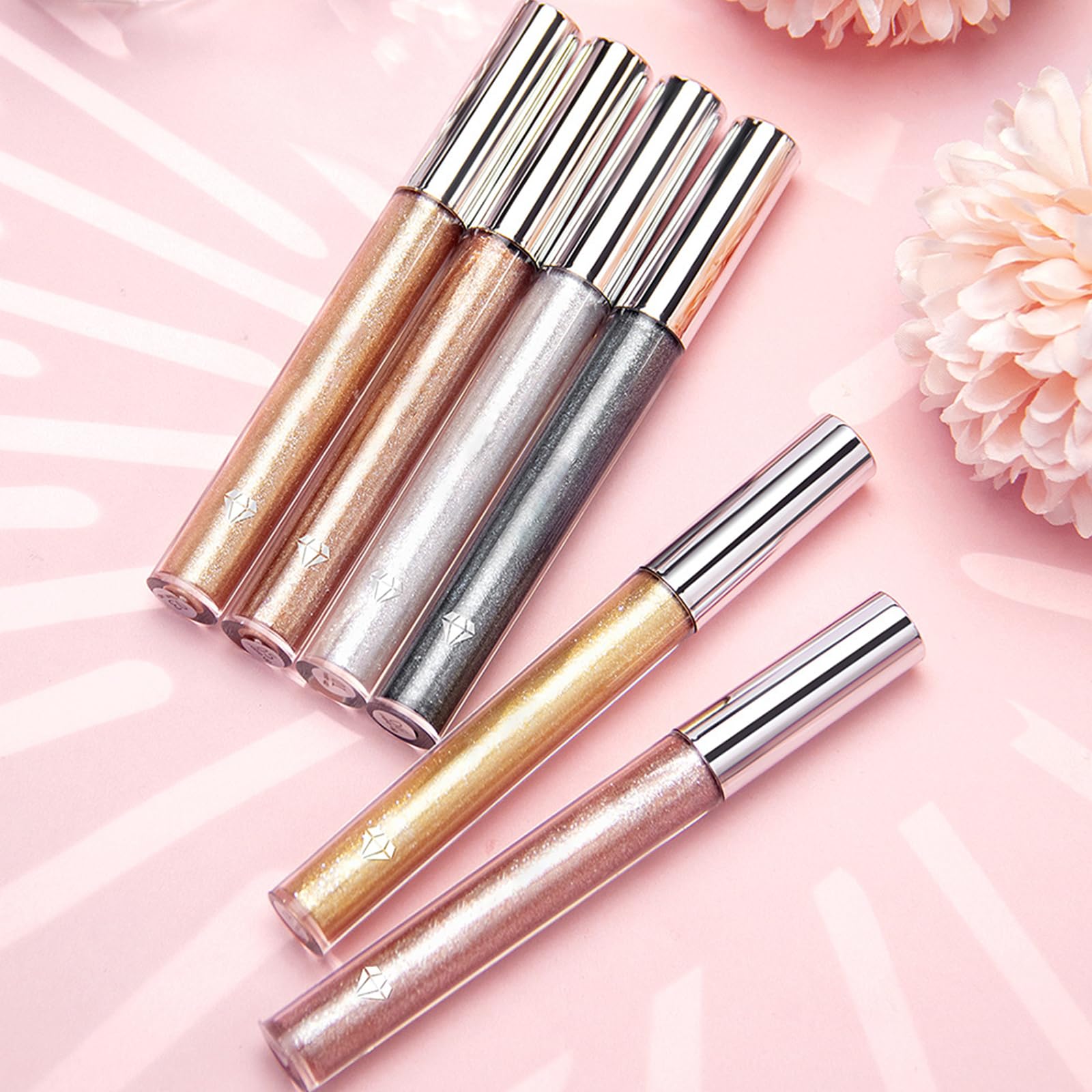 Barras de Labios Líquidas, 2.4g Barras de Labios Antiadherentes, Color de Larga Duración, Barras de Labios Brillantes, Blanco Plata, lipsticks