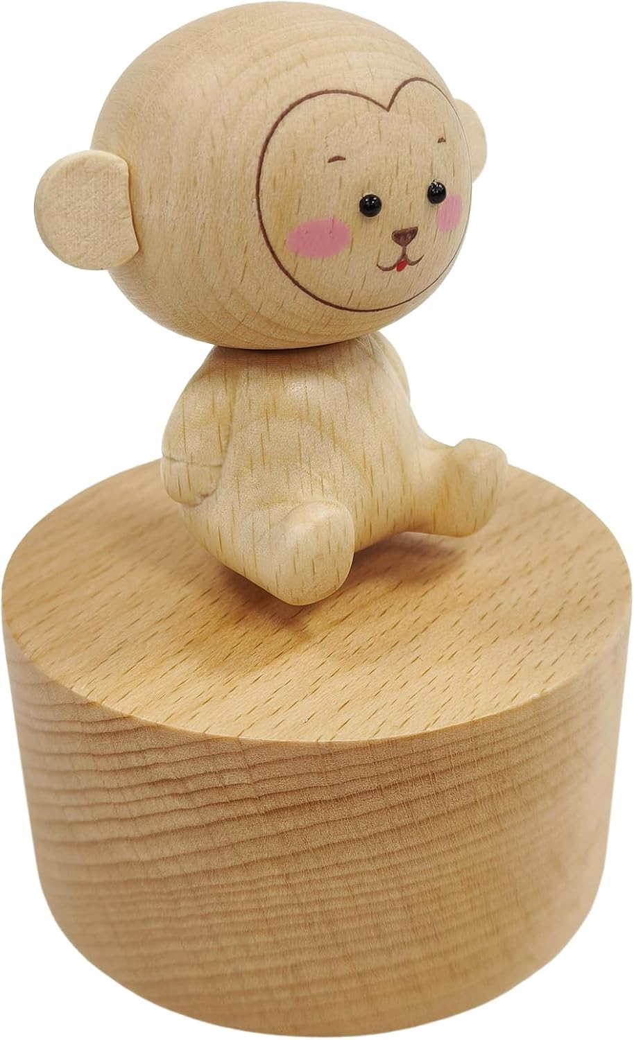 Briskfeel Charming Wooden Music Box Adorable Animal Designs Rotating Musical Figures with Famous Melodies Gifts for Birthday, Christmas (B2 Monkey)