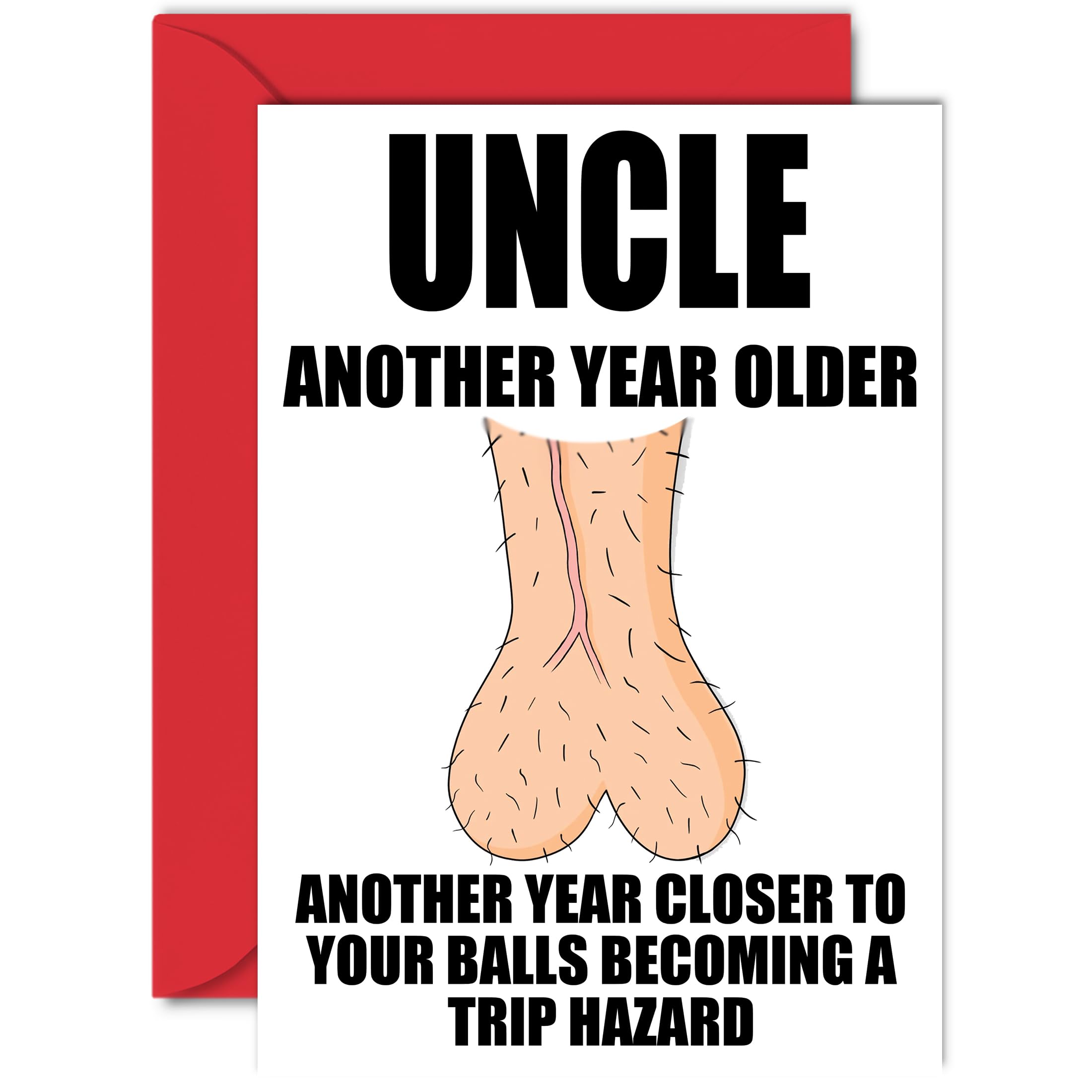 Rude Birthday Cards for Uncle - Trip Hazard - Funny Happy Birthday Card for Uncle from Nephew Niece, Joke Humour Banter Bday 60th 70th A5 Greeting Cards