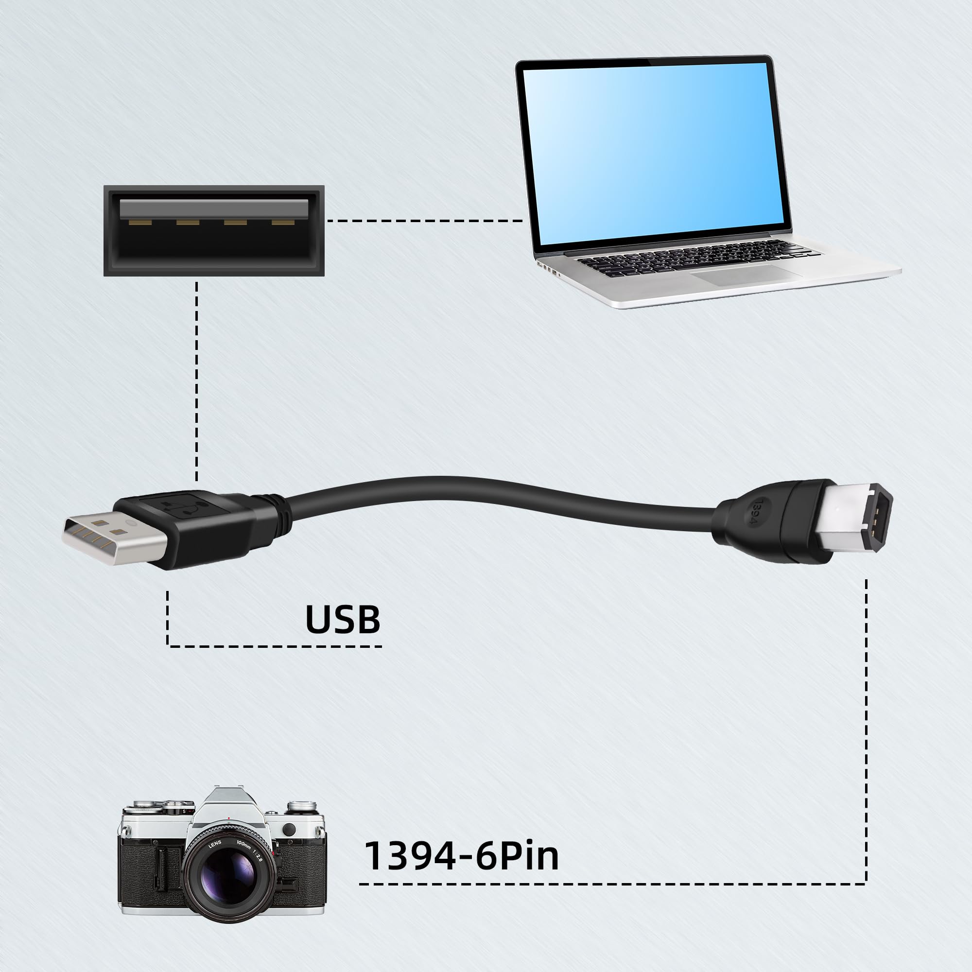 iKiKin Eightnice FireWire IEEE 1394 6 Pin bağlayıcı, USB Fiş adaptörü