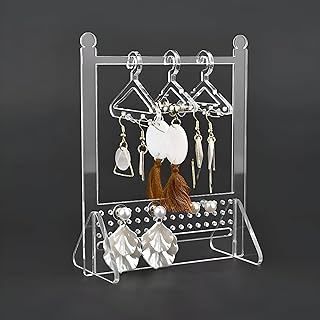 منظم مجوهرات وحامل عرض اكريليك شفاف مع عدة خطافات ومقصورات للحفاظ على الاكسسوارات مرتبة وسهلة الوصول للنساء والفتيات وعشاق الموضة (مستطيل)