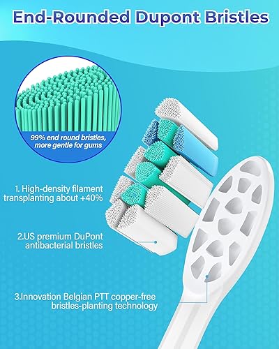 Miniatura 5 de Cabezales de repuesto compatibles con Philips Sonicare 10 cabezales de cepillo eléctrico de repuesto suave compatibles con control de placa Phillips