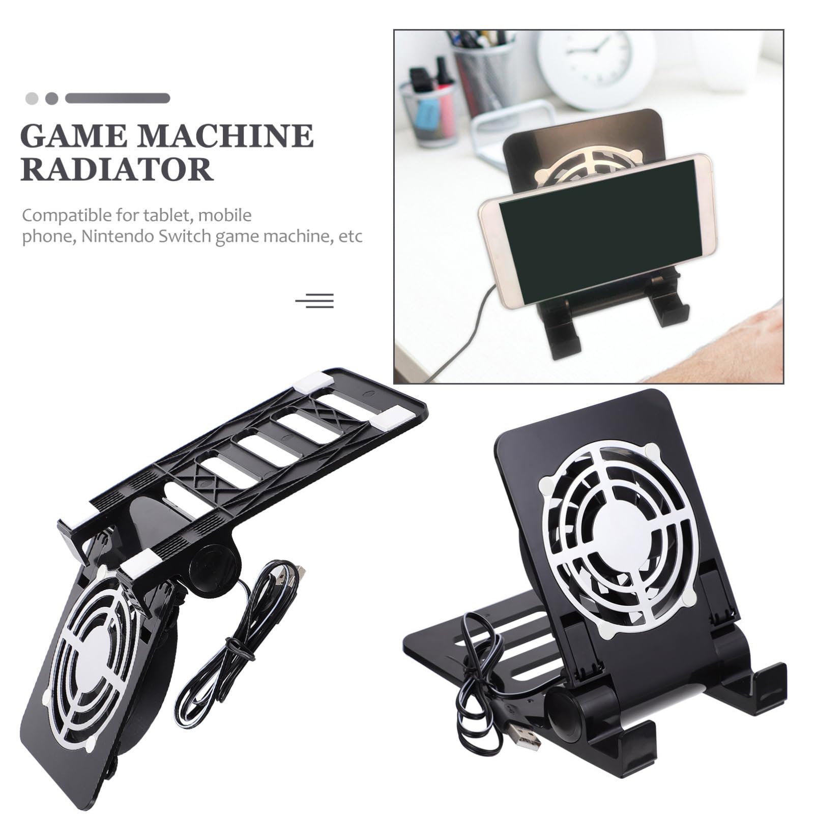 jojofuny 2pezzi Supporto Per Smartphone e Consolle Da Gioco Con Ventilatore Usb Stand Portatile e Compatibile Per Switch Raffreddamento Efficiente e Superficie Stabile