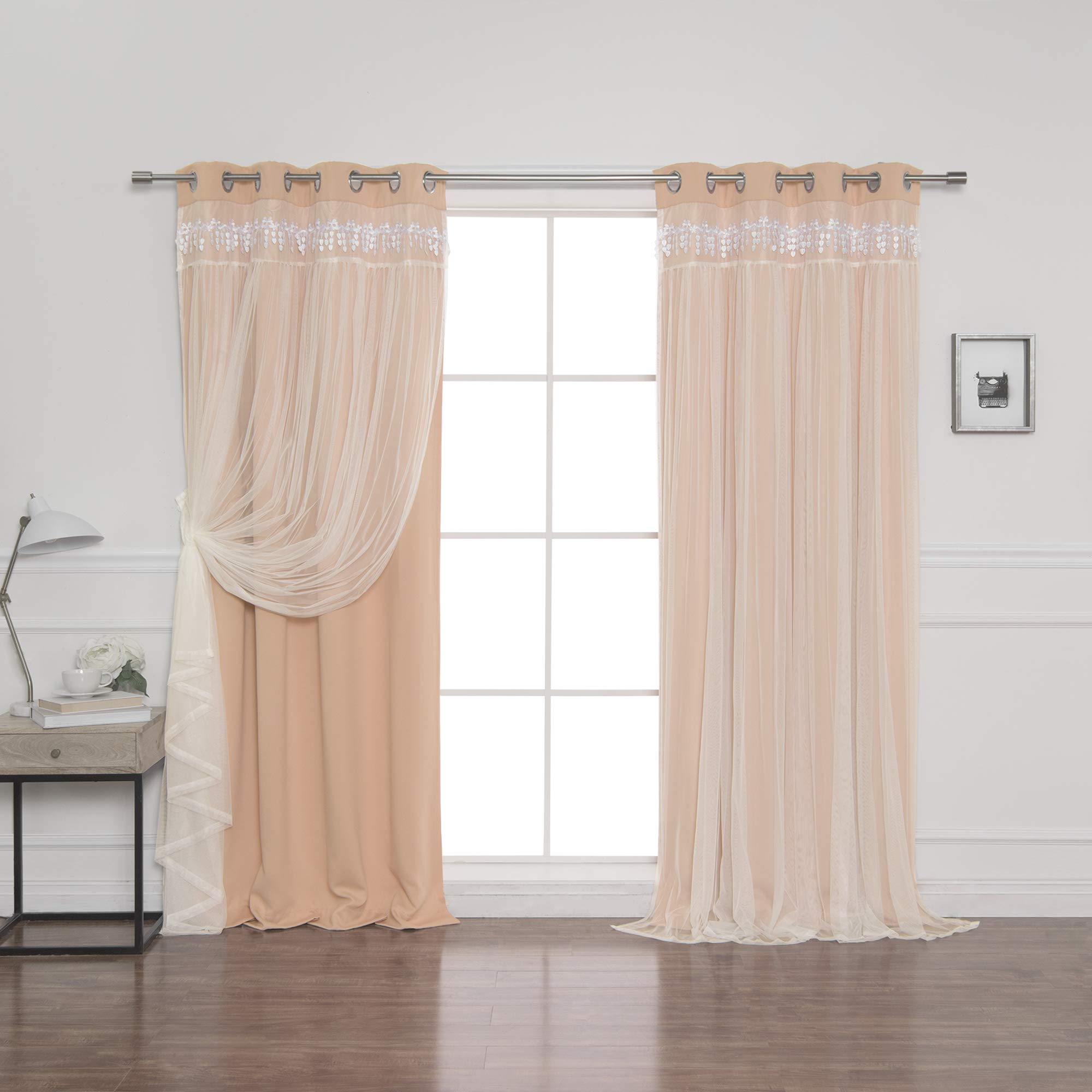 Amazon｜Best Home Fashion レースを重ねた遮光カーテン 52
