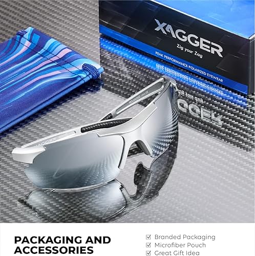 Miniatura 5 de Xagger Lentes de sol polarizados deportivos para hombres y mujeres, con diseño envolvente, UV400, para correr, béisbol, sóftbol, ciclismo, conducción