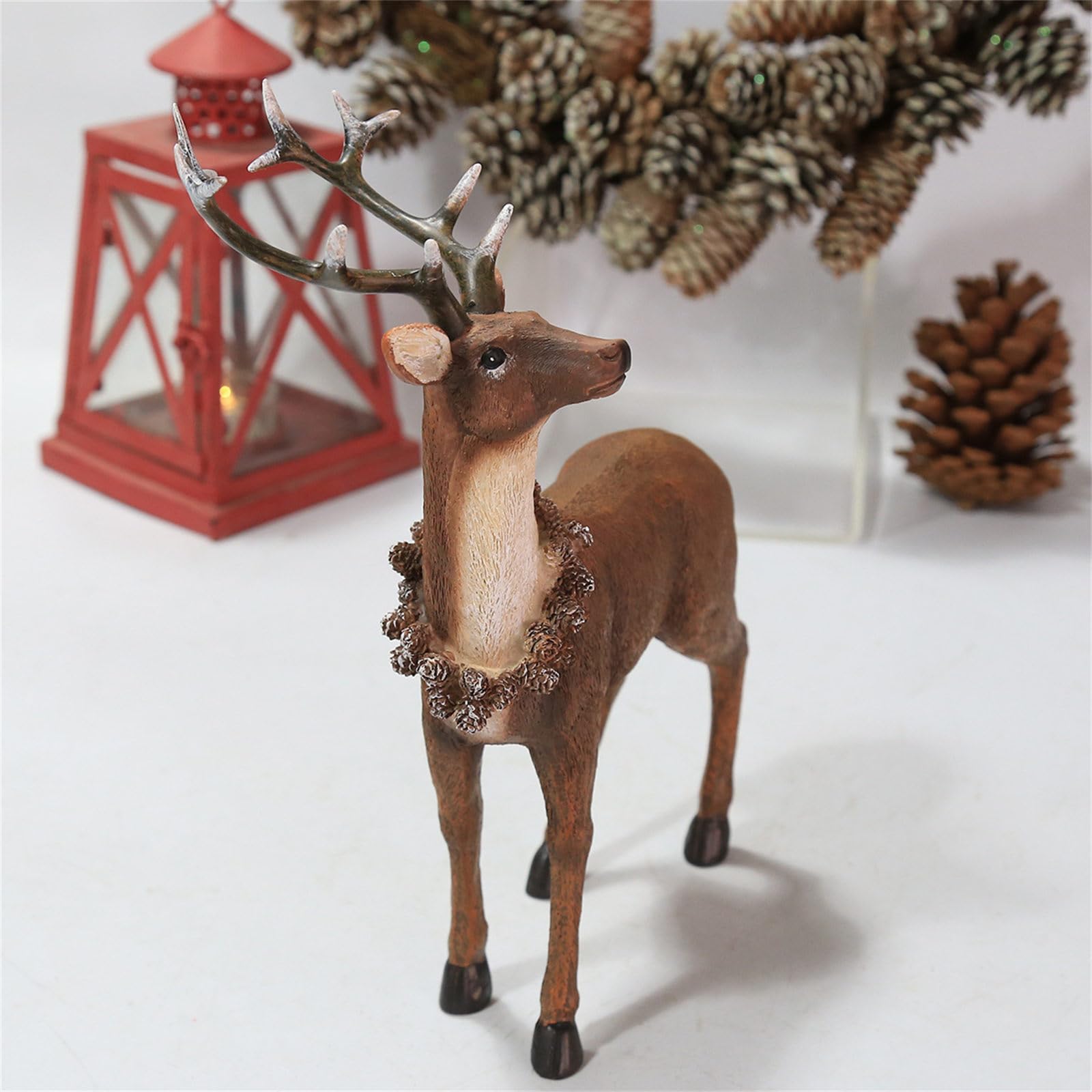 Figure realistiche di renna decorazioni natalizie cervo modello animale da collezione tavolo scrivania ornamento decorazioni per la casa regalo ornamento da tavolo