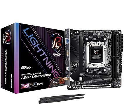 ASRock A620I Lightning WiFi 6E AMD Ryzen Socket AM5 A620 DDR5 7200 MHz 128 GB Mini ITX Motherboard SATA3 6.0 Gb/s M.2