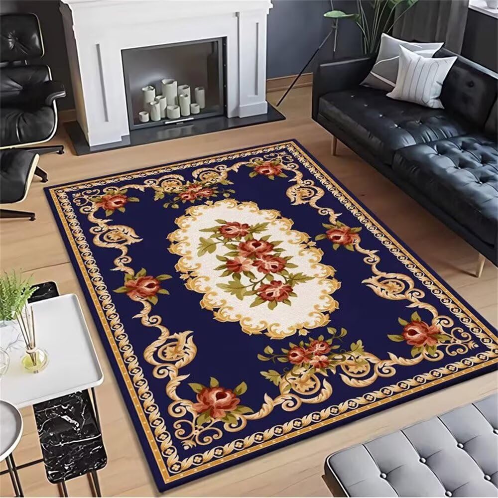 Tapis chambre descente de lit canapé bleu 100x160cm salon maison
