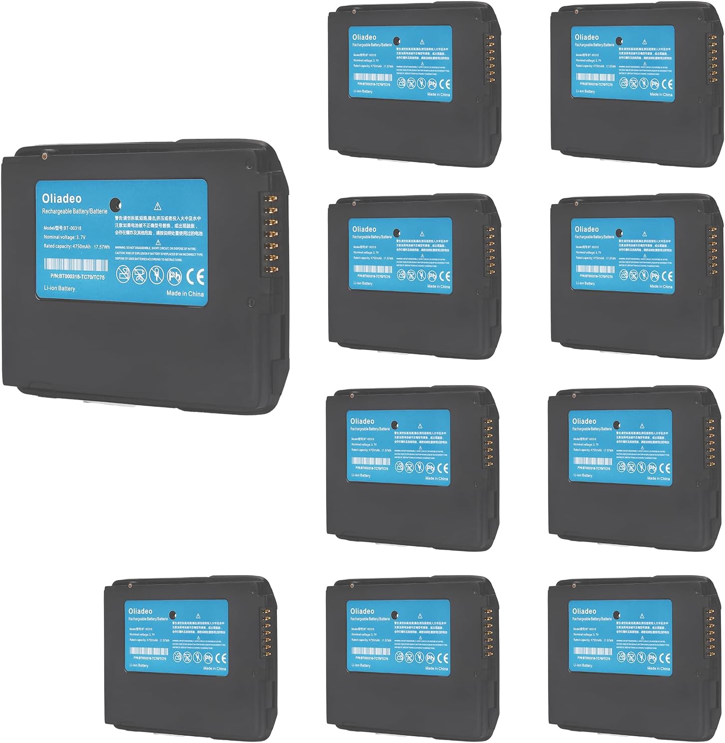 10 Pcs for Zebra TC77 Battery - for Zebra Scanner Battery - Replacement for Zebra Symbol TC77 TC70 TC72 TC75 TC55 TC70X TC75X TC700H TC700K TC720L BT-000318 Barcode Scanner Batteries BT-000318-01
