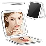 MIYADIVA Compact Mirror, 30X Magnifying Mirror, Pocket Mirror for Purse, Travel Makeup Mirror with 30X/1X Magnification, Travel Essentials Mirrors, Precision Tweezers, Present for Girls