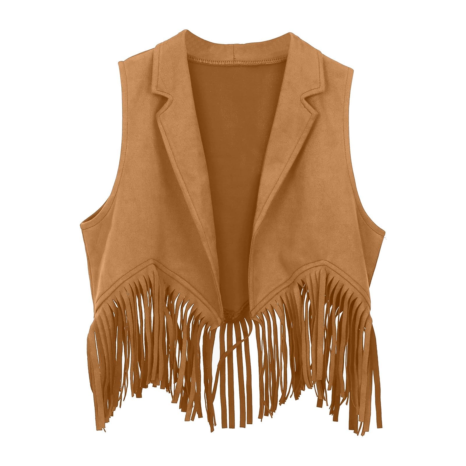 2026 - Boys Girls Western Cowboy Cowgirl Outfits Front Open Fringe Vest Party Dress Up Tassel Fringe Waist Coat Tops Costume T-Shirt โ image 1