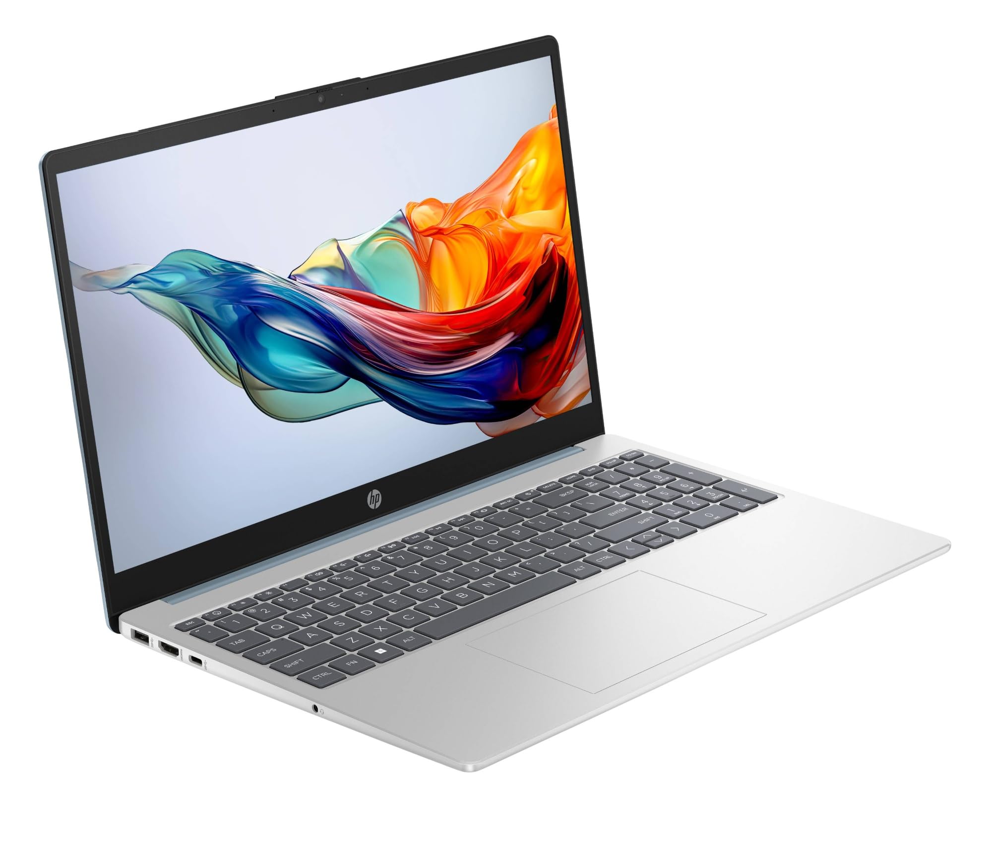 HP Laptop 15-fc0021sl, PC Portatile 15", Display FHD, Notebook, (AMD Ryzen 7 7730U, RAM 16GB, SSD 1TB, Windows 11), Computer Portatile, Uso quotidiano, Tastiera Italiana, QWERTY, Argento