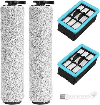 5 PCS Replacement Brush Roller and Filter Kit, for Bissell for CrossWave 3831 HF2 3845 3847 3848 Cleaning Accessories, with 2 Roller Brush, 2 Filter and 1 Cleaning brush
