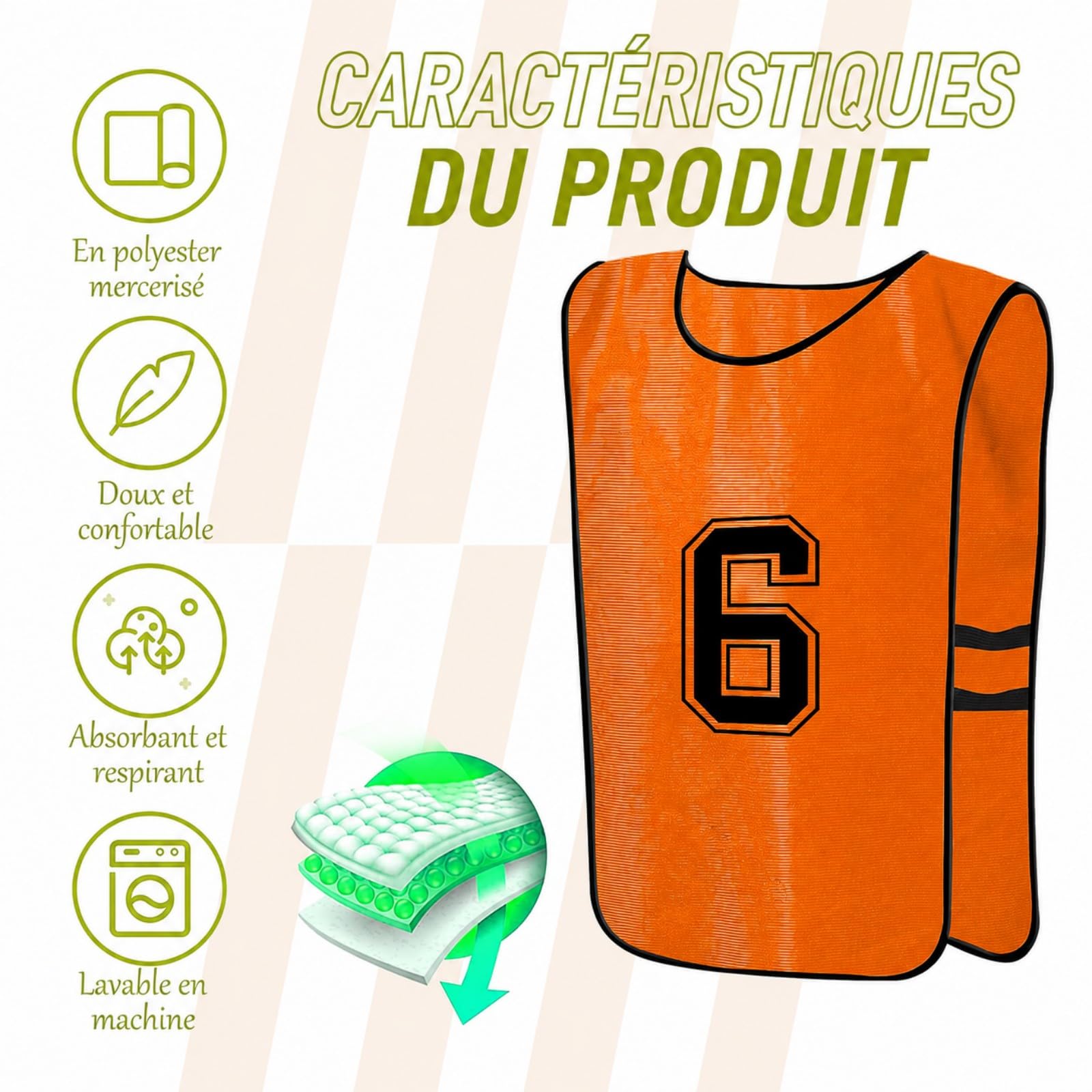 Lot de 12 Chasubles de Football Réversibles Numérotées pour Adultes – Gilets d’Entraînement Respirants pour Sports d’Équipe Foot Basket – Taille XL – Orange/Bleu