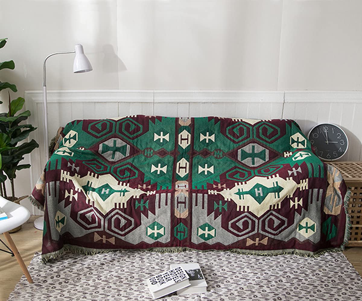 Couverture Amérindienne Laine Tapis Couverture Tapis De Motif Géométrique Tribal Tribal Bohemian Avec Couverture Canapé - 4