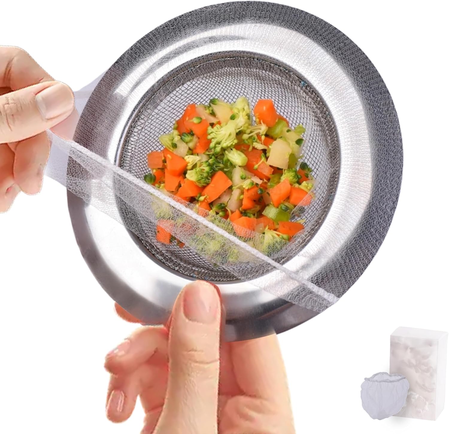 300 PCS Disposable Sink Strainer Bags – Fine Mesh with Elastic Rim for Kitchen Sink (Sourdough Starter, Food Particles, Coffee Grounds)