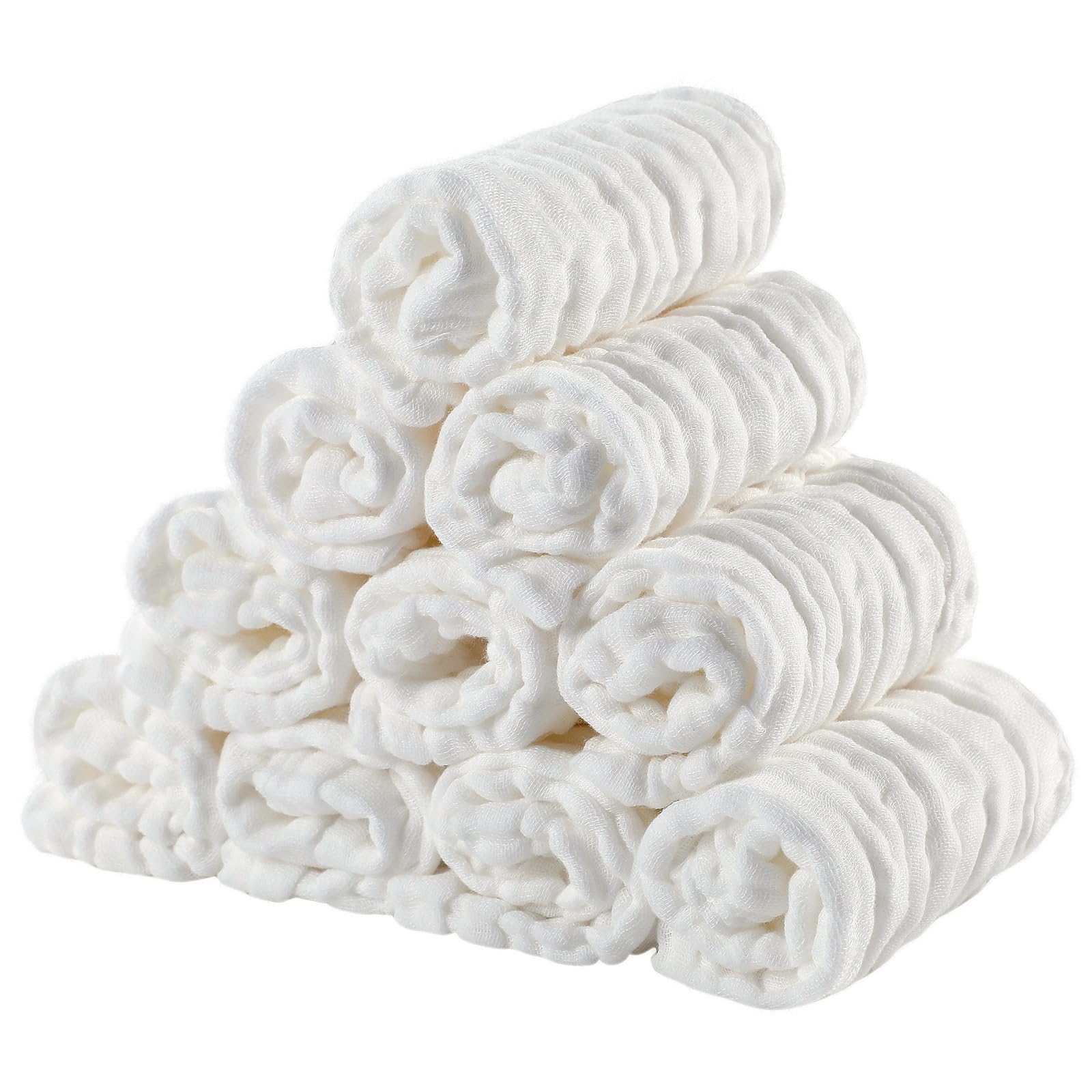 Lingettes Mousseline Pour Bébé - Lot De 10 - 25x25cm - 100% Coton - Pour Toilette, Allaitement, Nettoyage