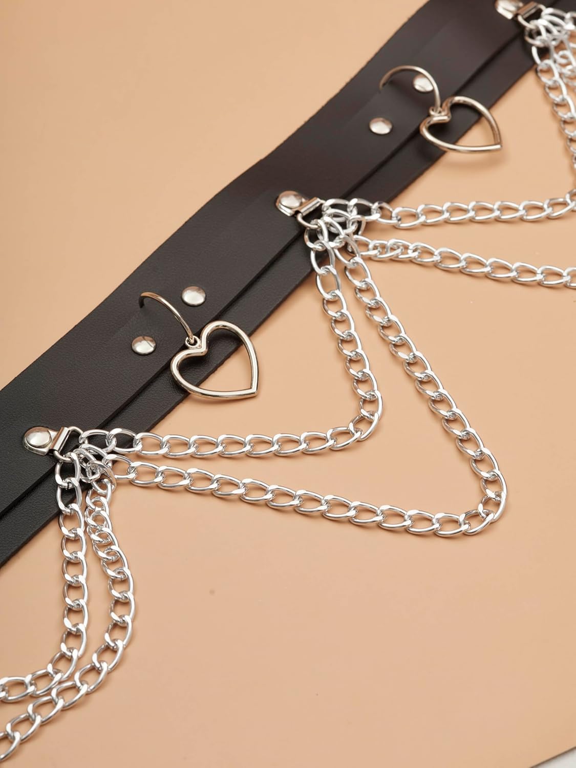 Sacina Heart Black PU leather Belt, Emo Punk Grunge Goth Belt, Gothic Punk Accessories - Image 6