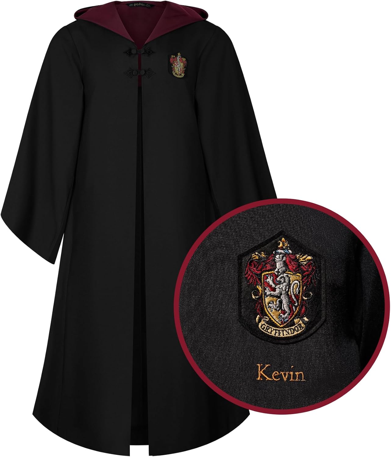 Harry Potter Personalized Adults Robe – Official Hogwarts House Costume with Crest, Scarlet Lining & Wand Pocket