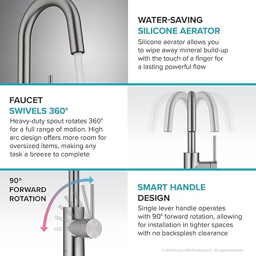 Miniatura 6 de KRAUS Oletto - Grifo de barra de cocina monomando con ensamble de montaje superior QuickDock, en negro mate, KPF-2600MB