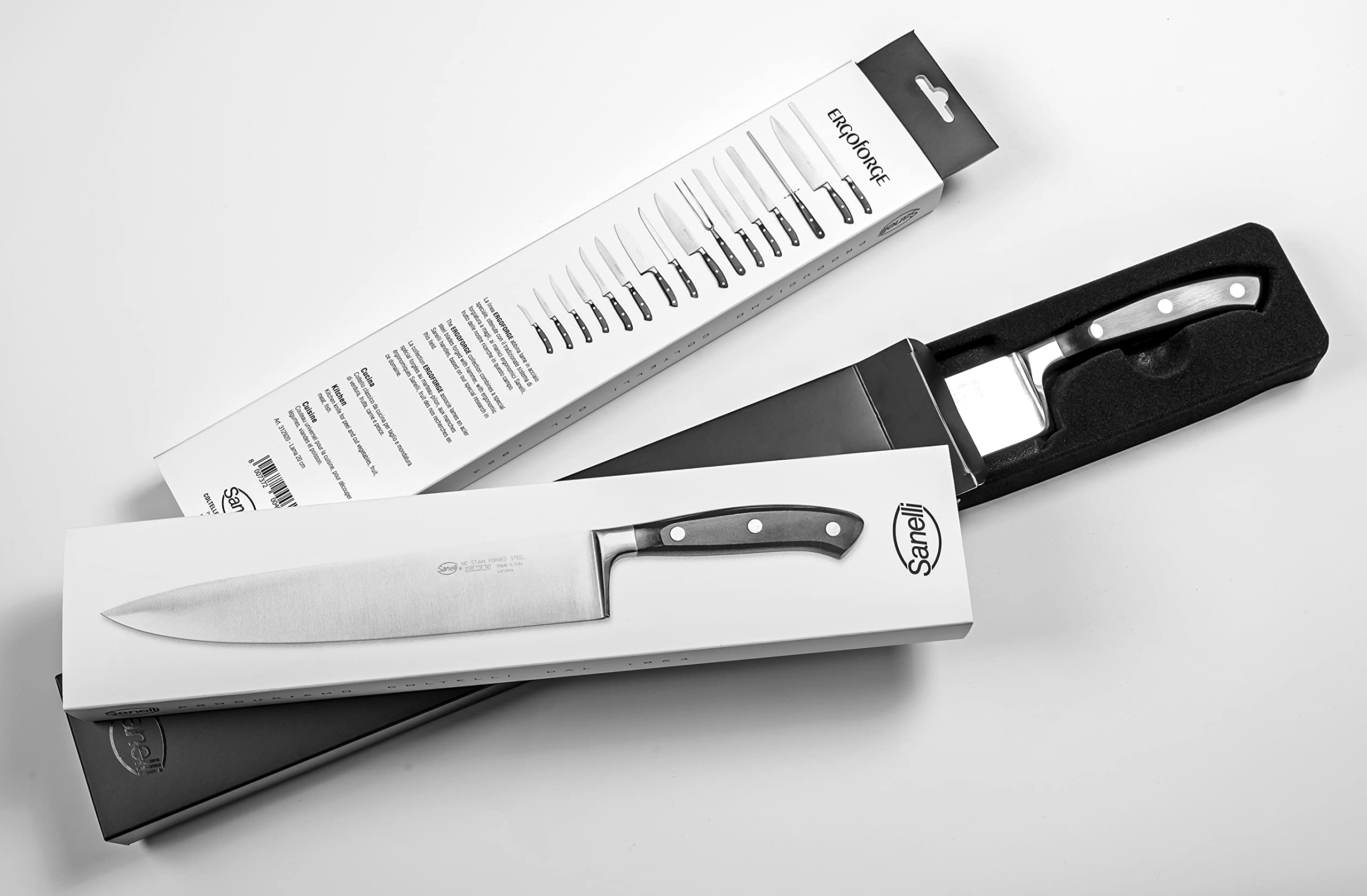 Sanelli Coltello da Chef Trinciante Ergoforge, lunghezza lama 25 cm