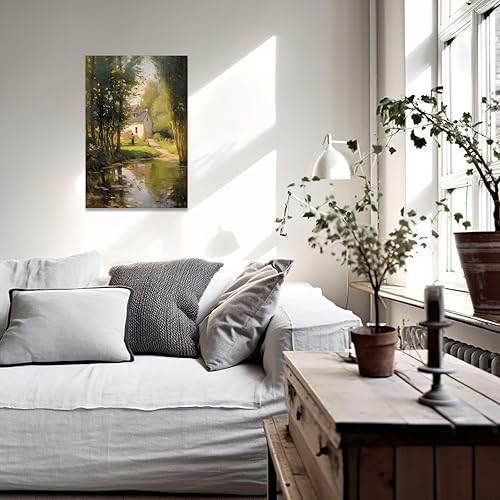 Miniatura 2 de CCWACPP Arte de pared de paisaje rural, pintura de naturaleza verde, lienzo, paisaje, obras de arte, impresión de casa de campo, decoración de