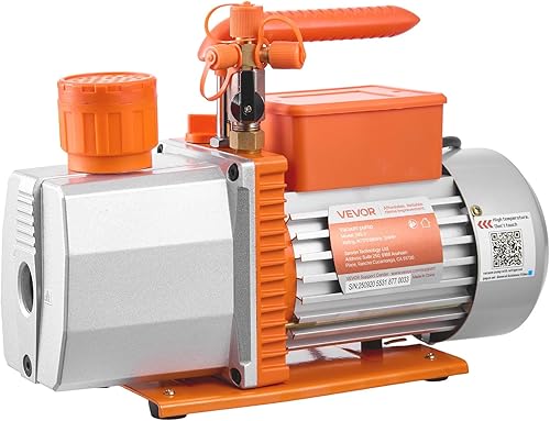 Miniatura 9 de VEVOR Juego de bomba de vacío y medidor de CA, 7 CFM 34 HP, bomba de vacío HVAC de paletas rotativas de dos etapas, kit de manómetro de colector de