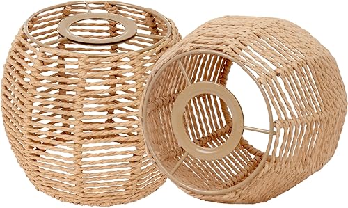 Pantalla de lámpara de ratán, reemplazo de pantalla de mimbre pequeña retro, 5.7 pulgadas de altura, 5.5 pulgadas de diámetro, pantalla tejida para disponible en Yaxa Peru