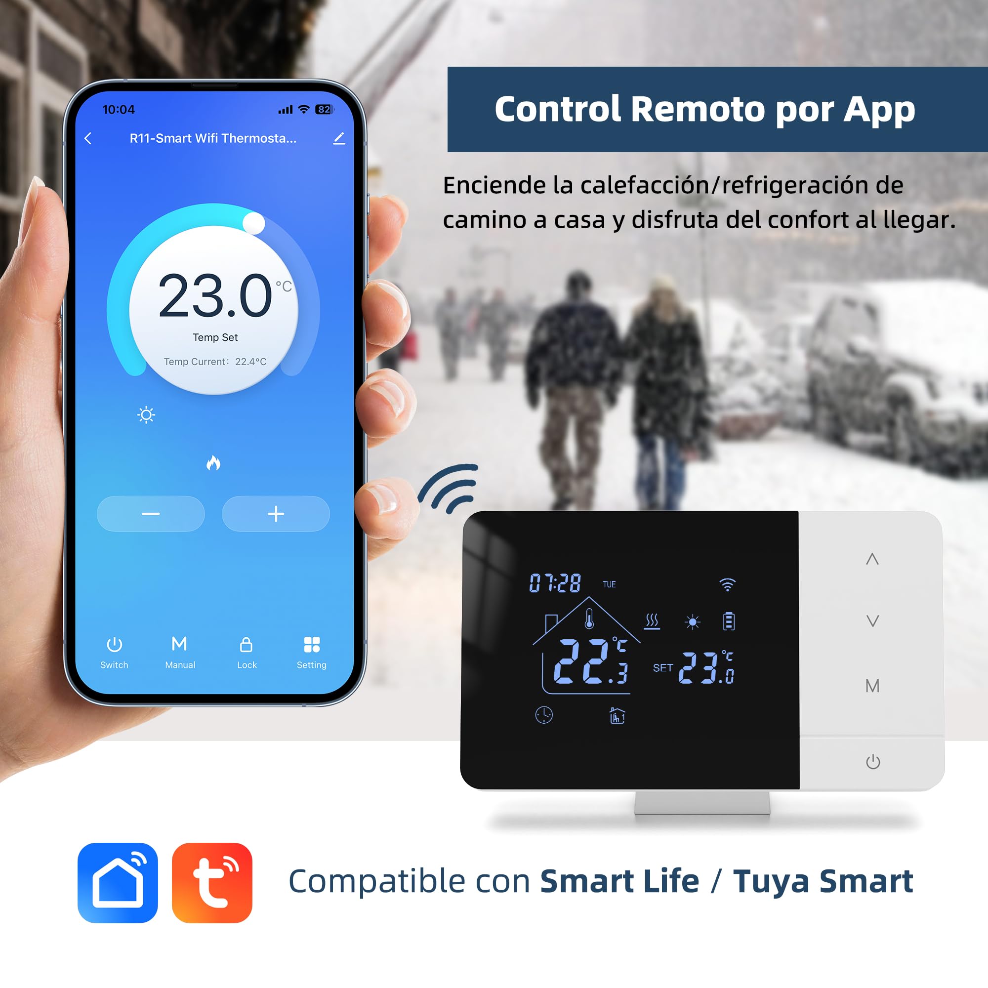 Termostato Wi-Fi para Caldera Inteligente Alimentado por batería, 3 A, Modelo 506X