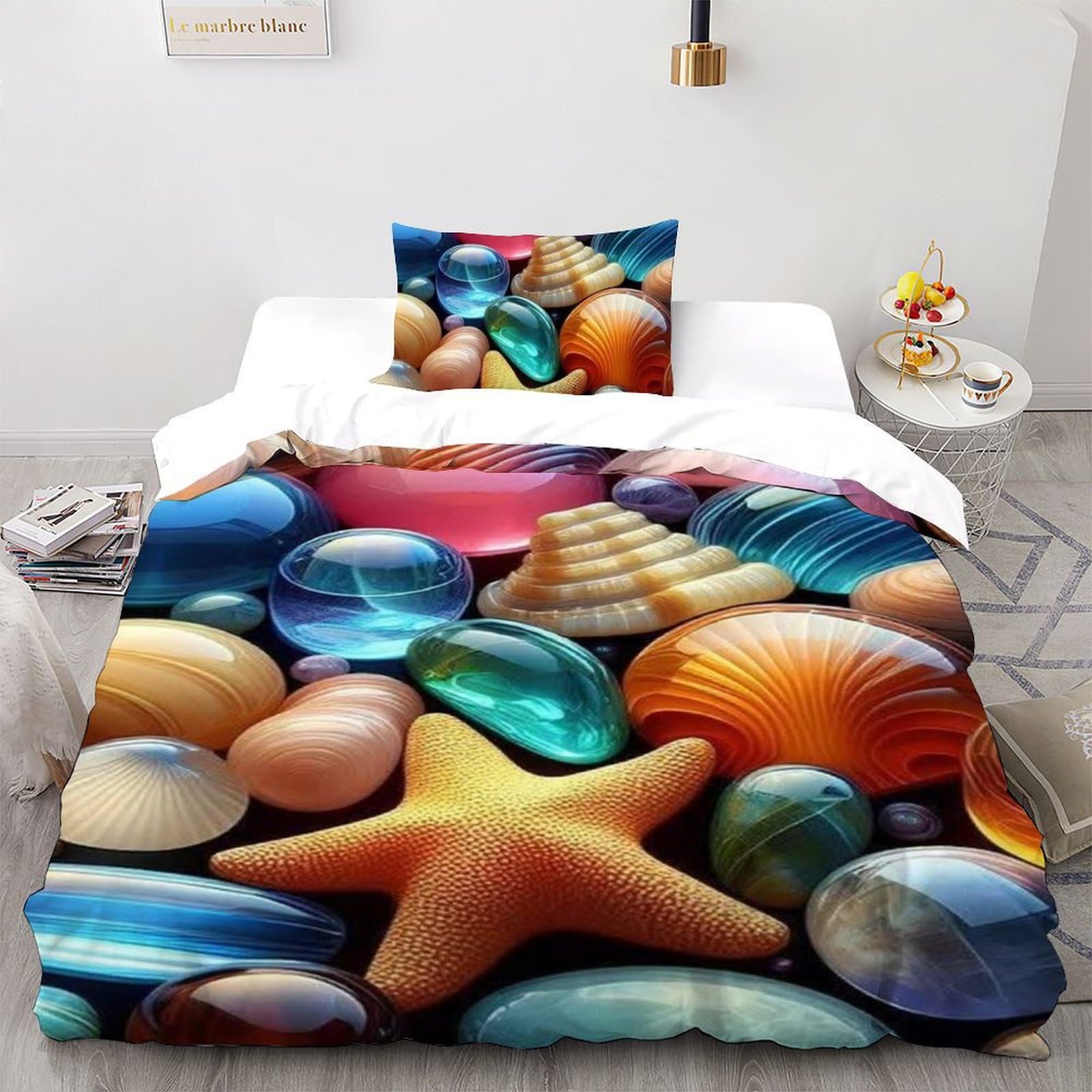 Housse de couette single en microfibre romantique anti-plis pour lit une place
