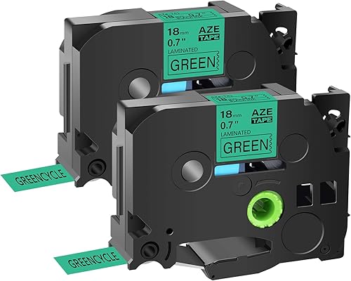 GREENCYCLE Compatible con Brother TZe-741 TZ741 AZE Cinta de etiquetas laminadas de 0.709in 0.7 pulgadas 34 pulgadas negro sobre verde para