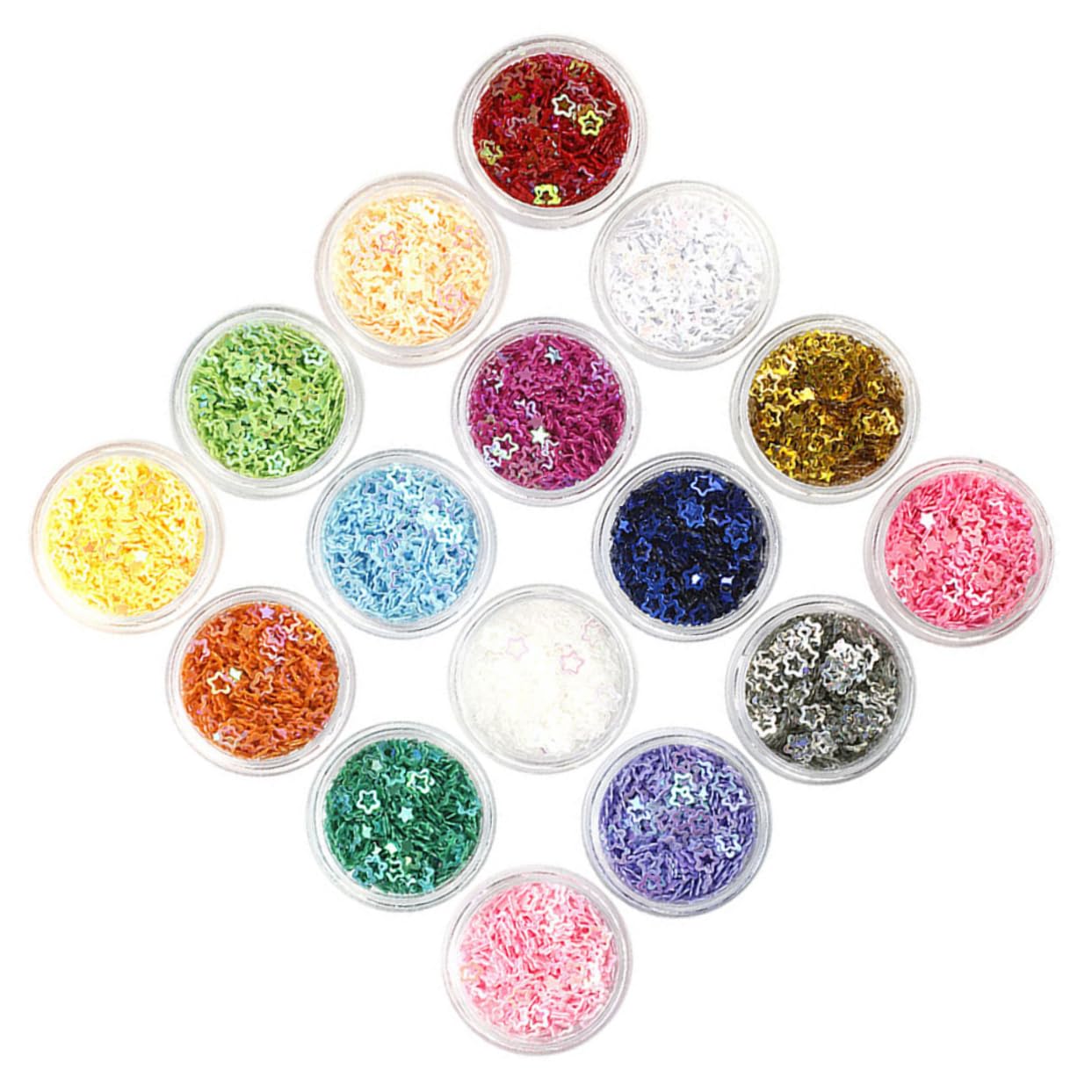 Ipetboom 4 Set Glitter Stella A Cinque Punte Smalto Gel Neon Unghia Strass Termoadesivi Metallico Rosso Pieno Gel Unghie Primer Unghie Viso Glitterato Scaglie Di Unghie Paillettes 16box*4