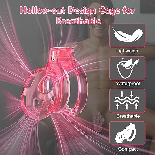 Miniatura 23 de Dispositivos de jaula de castidad masculina – Jaula de silicona suave y ligera para hombre para el pene, jaula de bloqueo de casidad transparente