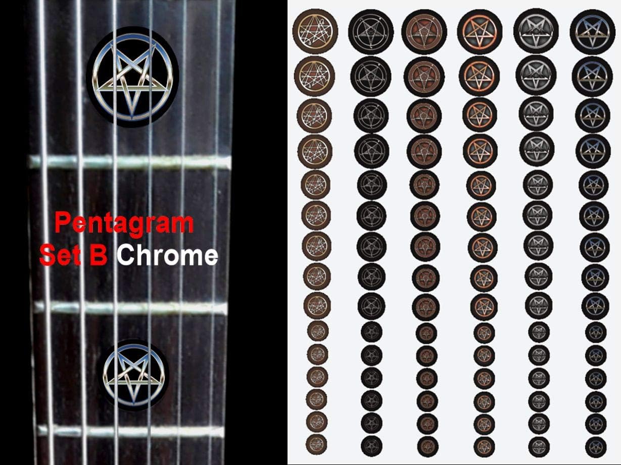 Pentagram Guitar Fret Markers (90 Peice Set) Pick From 3 Sets Vinyl Decals Stickers For Guitar Musical Instament Gibson Harmony Fender ESP Ibanez Jackson Fretboard Markers Inlay (Set B) In - Foto 5