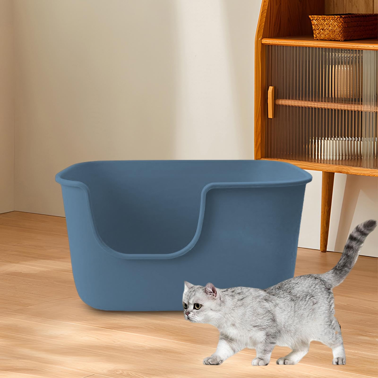 Lettaia, Cassetta for lettiera for Gatti con Coperchio Aperto Vasino for(Gray)