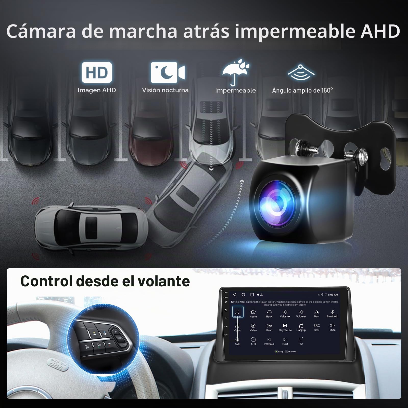 Hodozzy 2G 64G Radio para Renault Megane 2 2002-2009 con Carplay Inalámbrico Android Auto, Android Radio Coche 9 Pulgadas Pantalla Táctil GPS Bluetooth WiFi FM RDS, Control del Volante Cámara