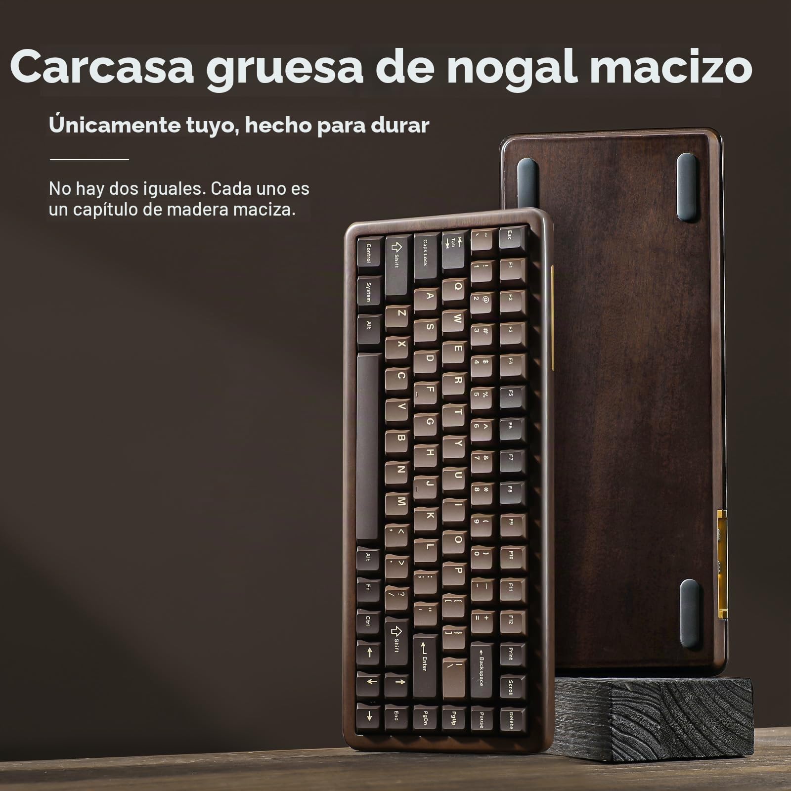 YUNZII WOOD84 Teclado Mecánico Gaming Inalámbrico 75% en Madera (Candy) | Bluetooth/2.4G/USB-C, Retroiluminación RGB, Montaje Tray, Hot-Swap con Teclas PBT Keyboard US ANSI para Mac/PC