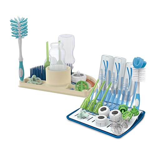 Miniatura 2 de Dr. Brown's Estante de secado plegable para biberones para un fácil almacenamiento con alfombrilla de silicona 2 en 1, tapete de secado de biberones