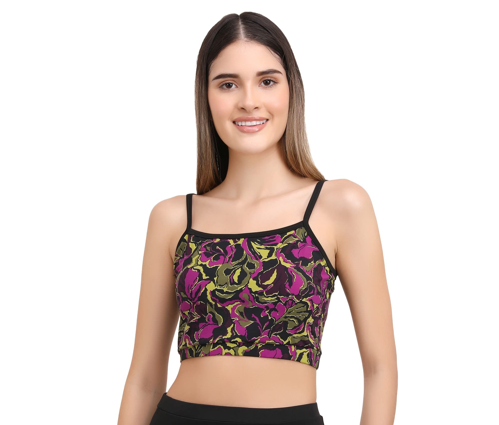 Neon Printed Padded Sports Crop Top for Womens-image-24