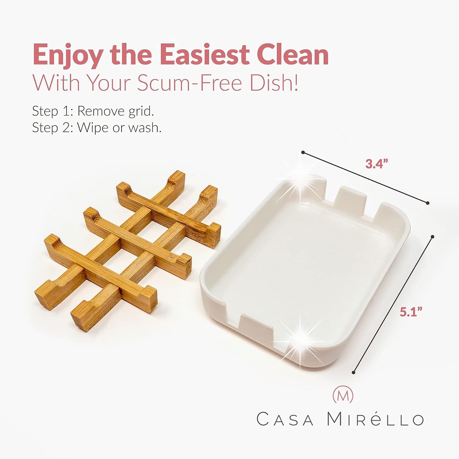 Casa Mirello Soap Holder - Self Draining Soap Dish -2 Exfoliating Soap Saver Bags & 2 Toothbrush Set