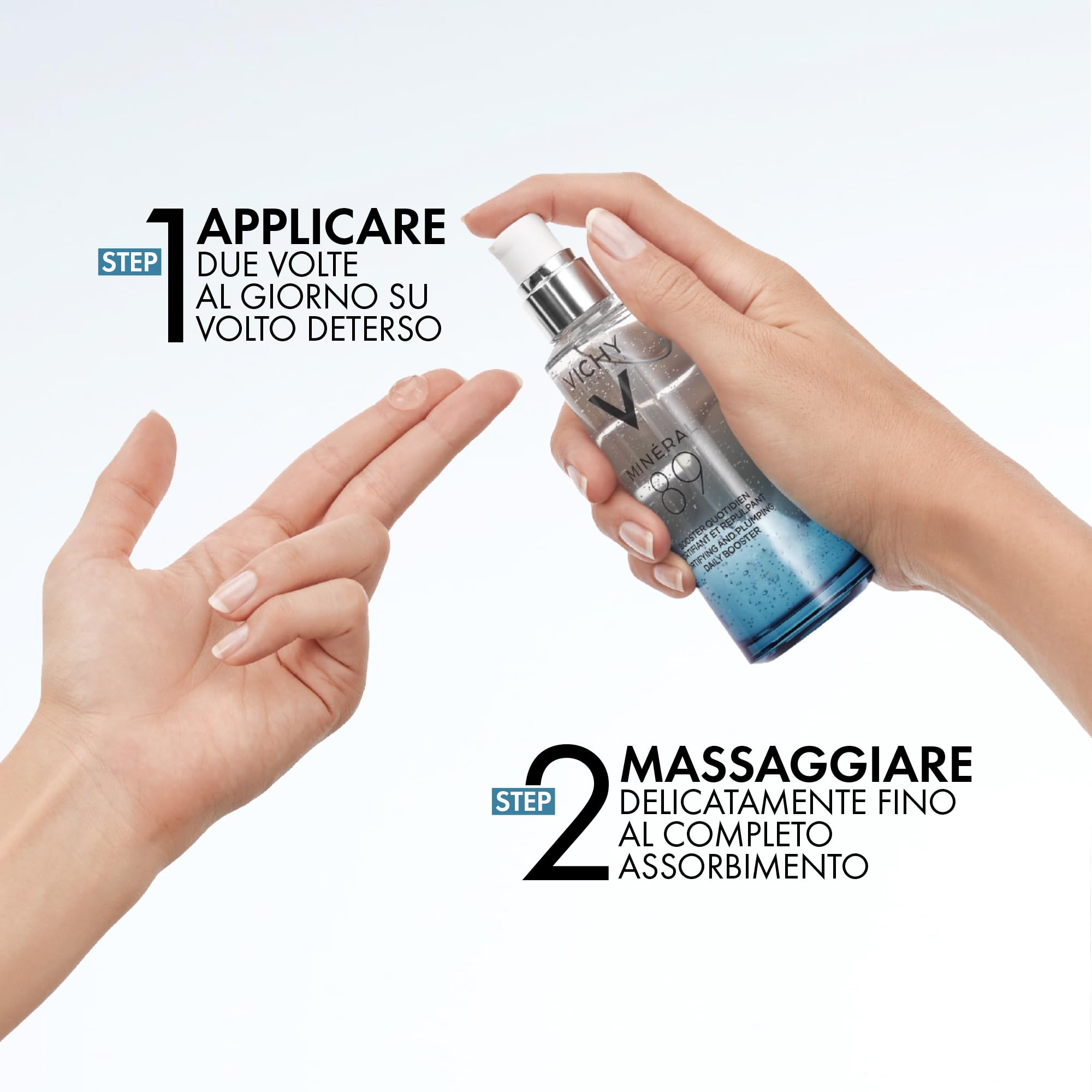 Vichy Minéral 89, Booster Quotidiano Fortificante e Rimpolpante, Per Tutti i Tipi di Pelle, Pelle Tonica e Idratata, Arricchito con Acido Ialuronico e Acqua Vulcanica, 75 ml